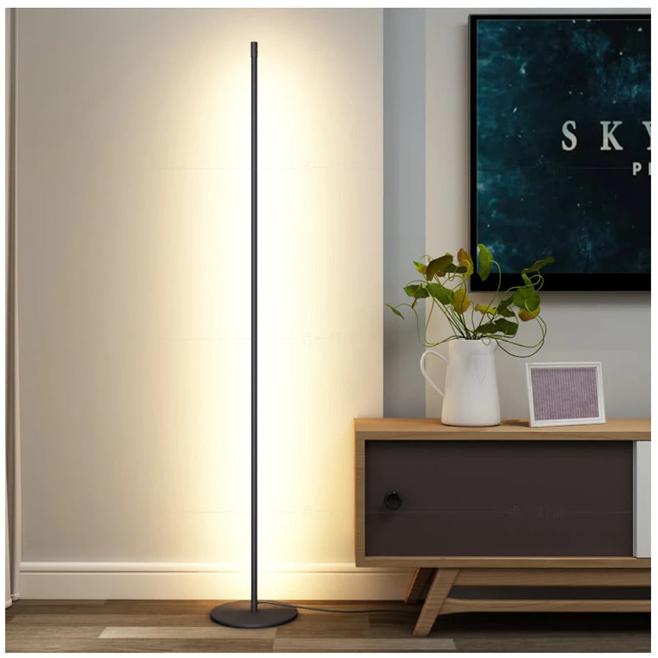 AstraLume minimalistická podlahová LED lampa ve tvaru trubice — zaoblený stojan, vestavěná LED - Desfino