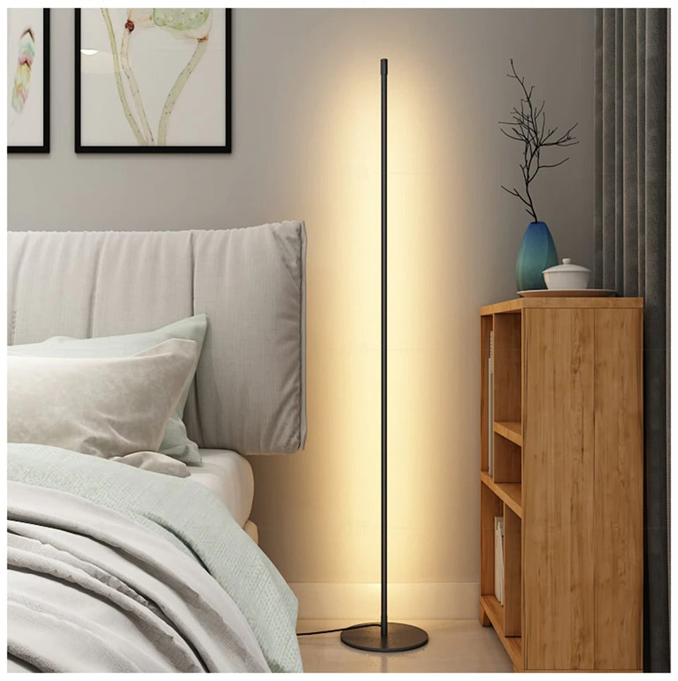 AstraLume minimalistická podlahová LED lampa ve tvaru trubice — zaoblený stojan, vestavěná LED - Desfino