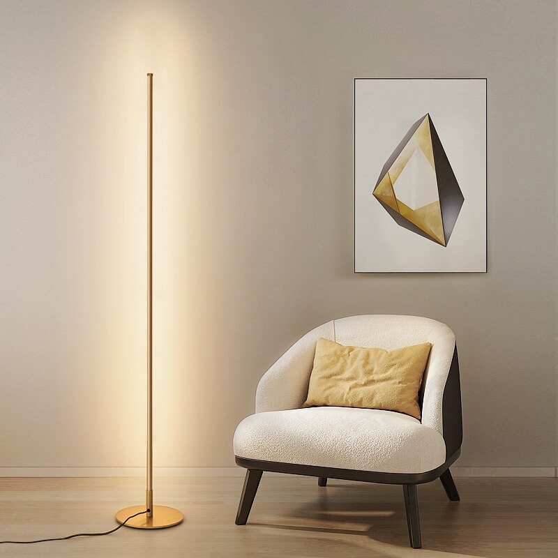 AstraLume minimalistická podlahová LED lampa ve tvaru trubice — zaoblený stojan, vestavěná LED - Desfino