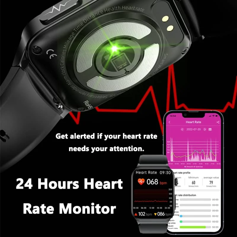 Ceas inteligent VitalTrack — Ecran HD de 1.83-inch, monitorizare ECG și a glicemiei - Desfino