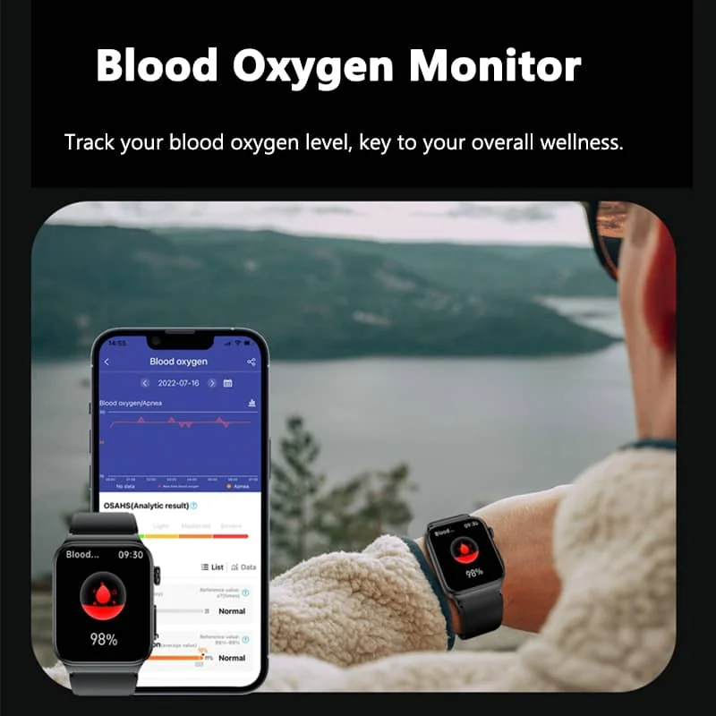 Montre connectée VitalTrack — Écran HD de 1.83 pouces, suivi de l’ECG et de la glycémie - Desfino