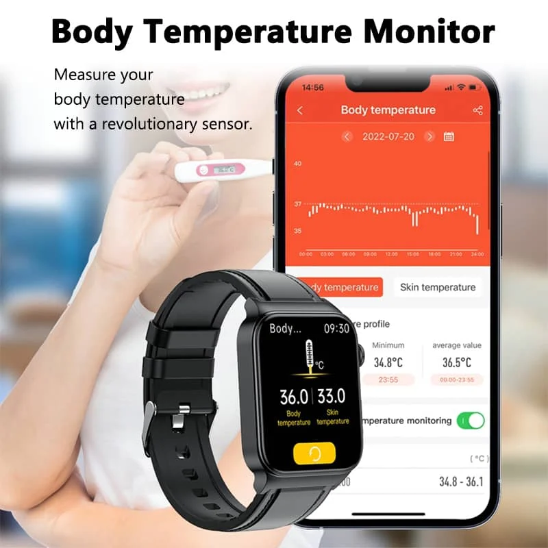 NovaPulse-smartur - EKG- og glukosesporing, 1.83-tommers HD-berøringsskærm - Desfino