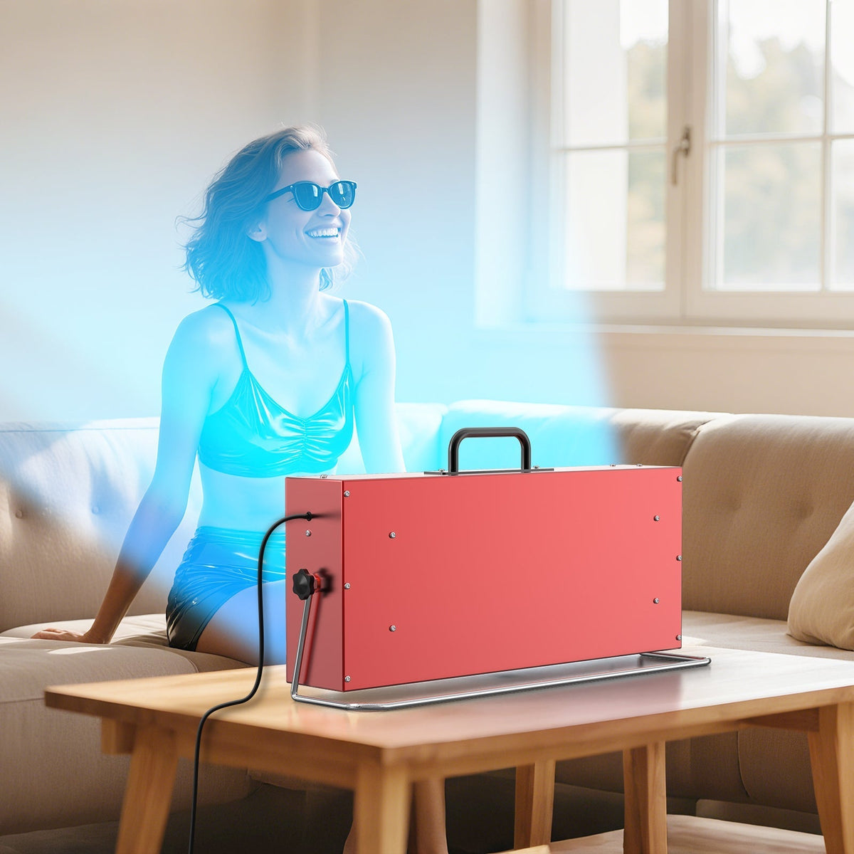 160W UVA/UVB-Bräunungslampe — 180°-Ständer, Timer, Schutzbrille - Desfino
