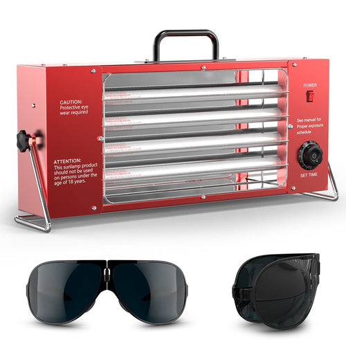 160W UVA/UVB-bruningslampe - 180° stativ, timer, beskyttelsesbriller - Desfino