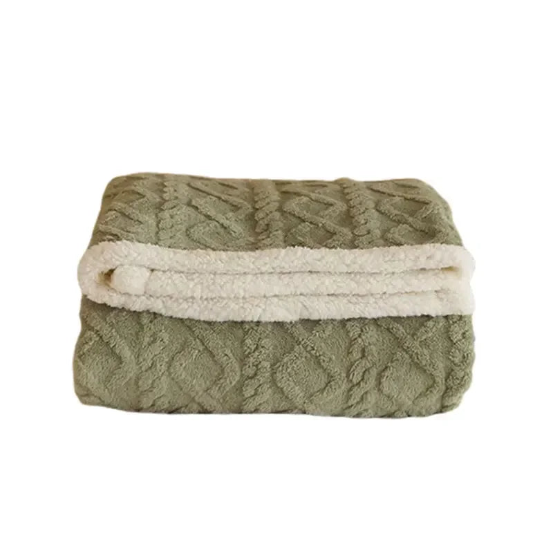 Coperta in lana di agnello spessa per l'inverno SnugHaven — microfibra reversibile - Desfino