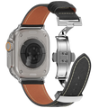 רצועת עור Avelon ל-Apple Watch — אבזם פרפר מפלדת אל-חלד - Desfino