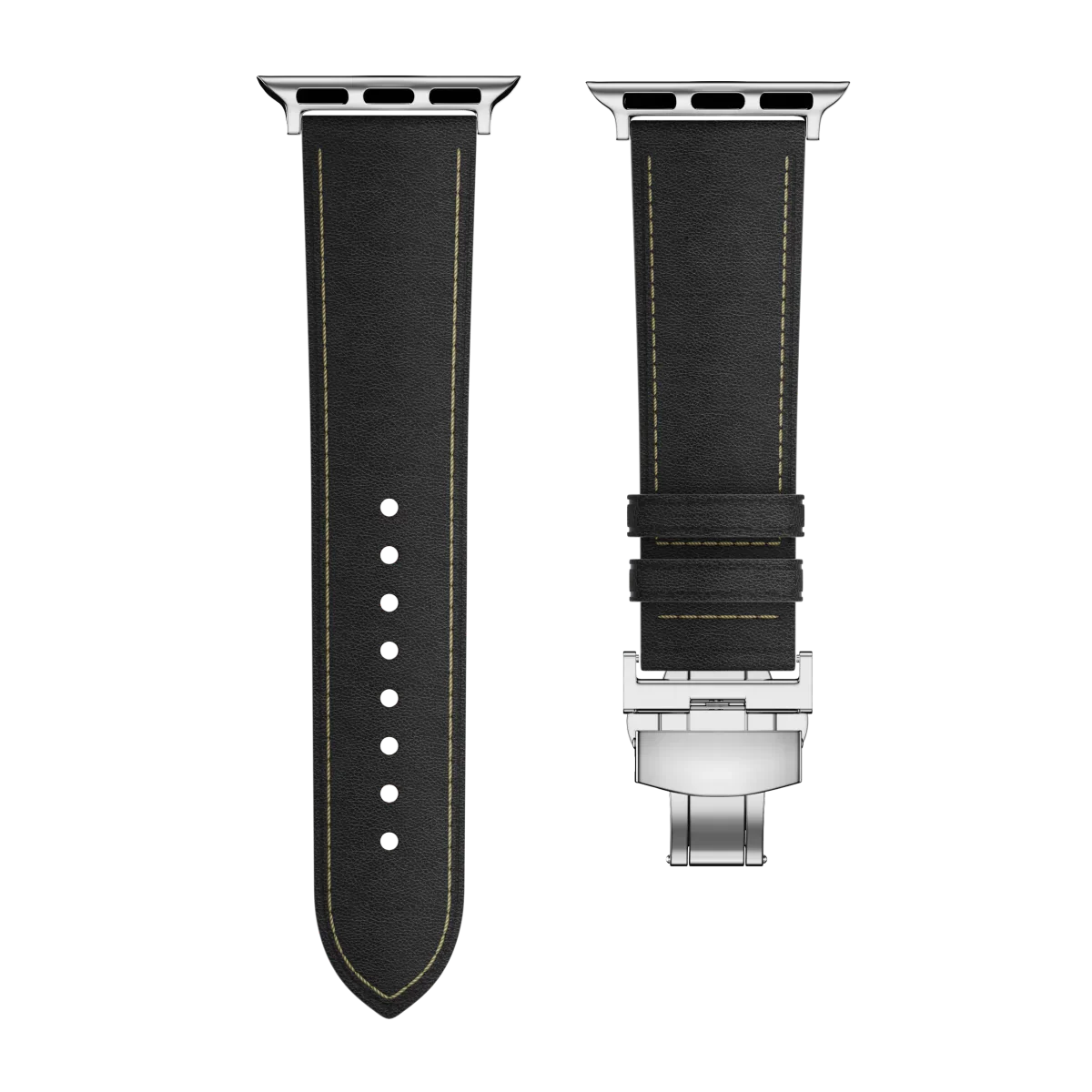 רצועת עור Avelon ל-Apple Watch — אבזם פרפר מפלדת אל-חלד - Desfino