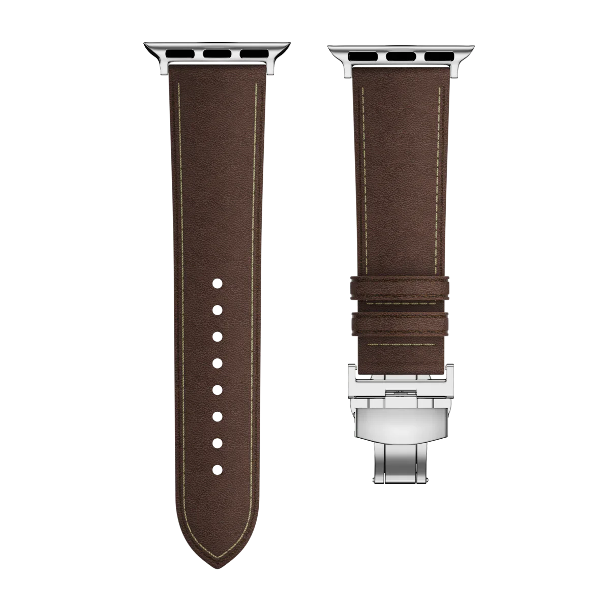 רצועת עור Avelon ל-Apple Watch — אבזם פרפר מפלדת אל-חלד - Desfino