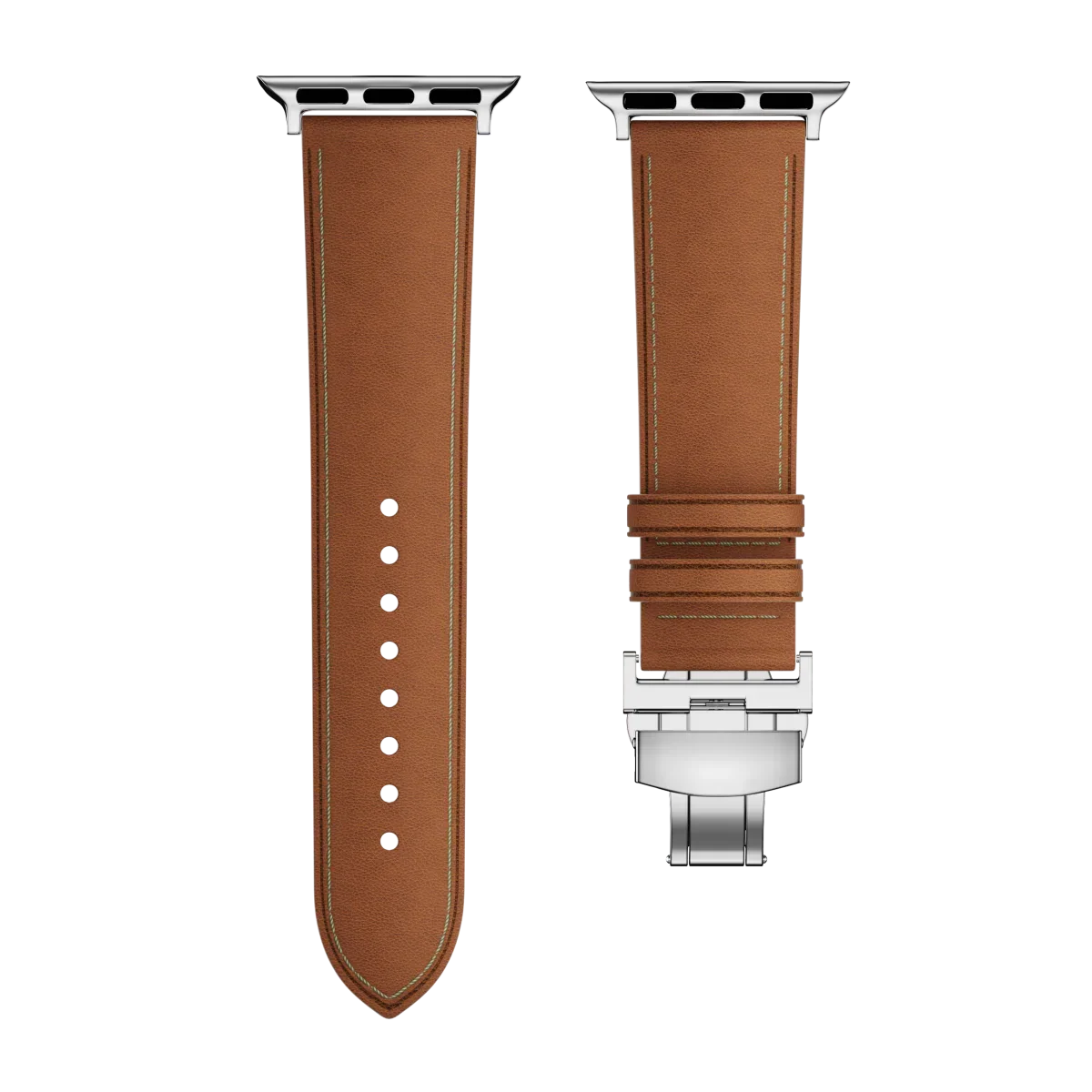 רצועת עור Avelon ל-Apple Watch — אבזם פרפר מפלדת אל-חלד - Desfino