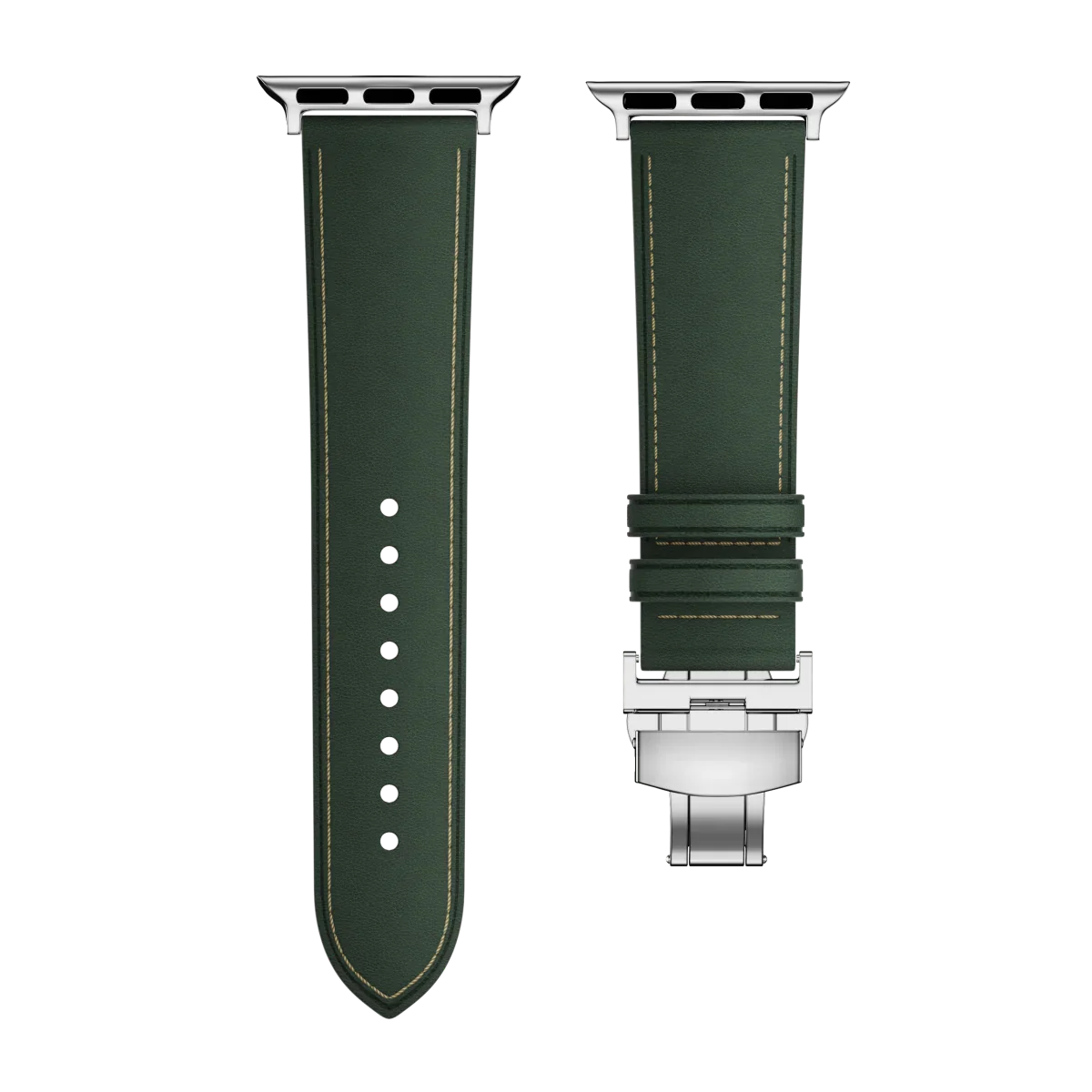 רצועת עור Avelon ל-Apple Watch — אבזם פרפר מפלדת אל-חלד - Desfino