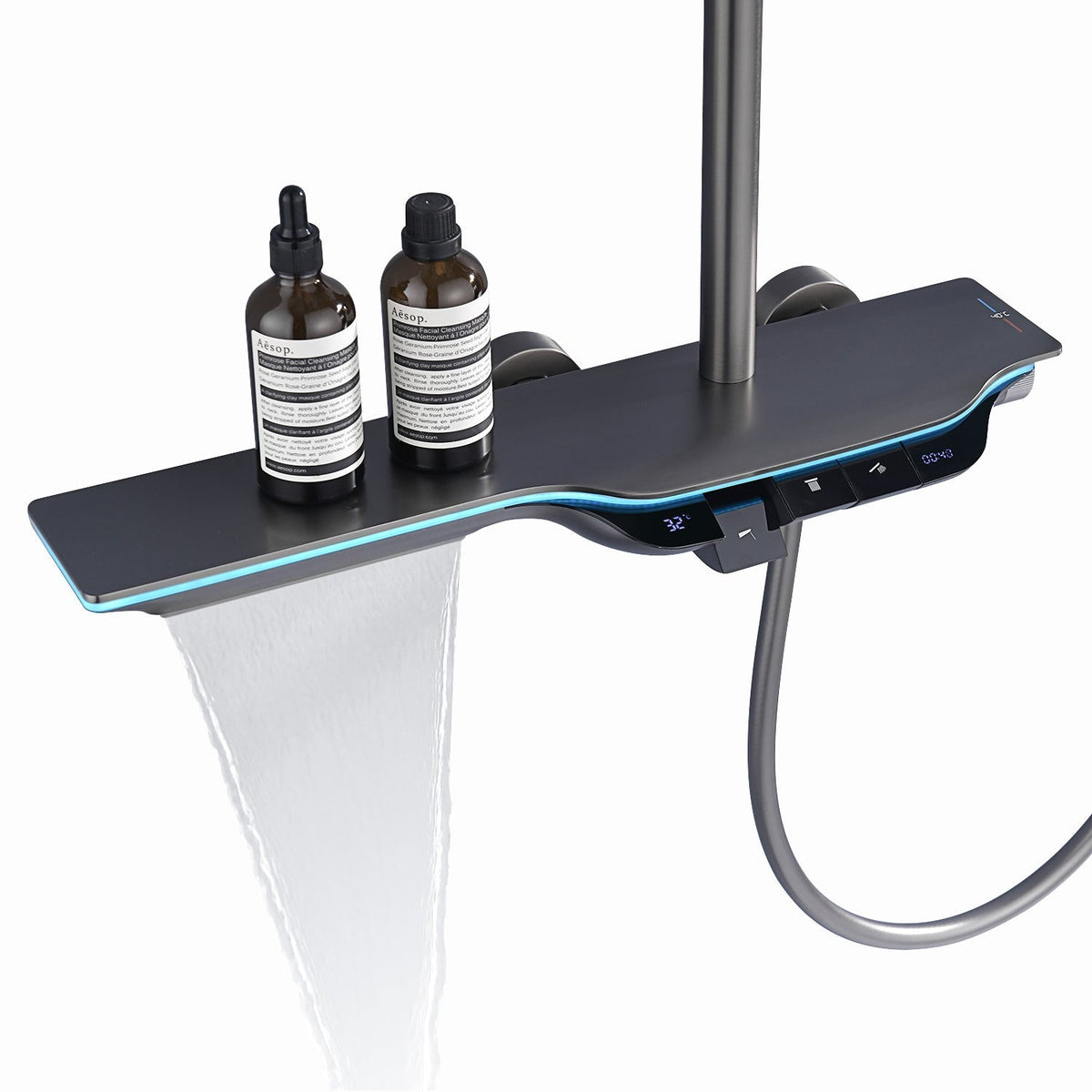 LED-brusesystem — batterifrit temperaturdisplay, hånd- og regnbruser - Desfino