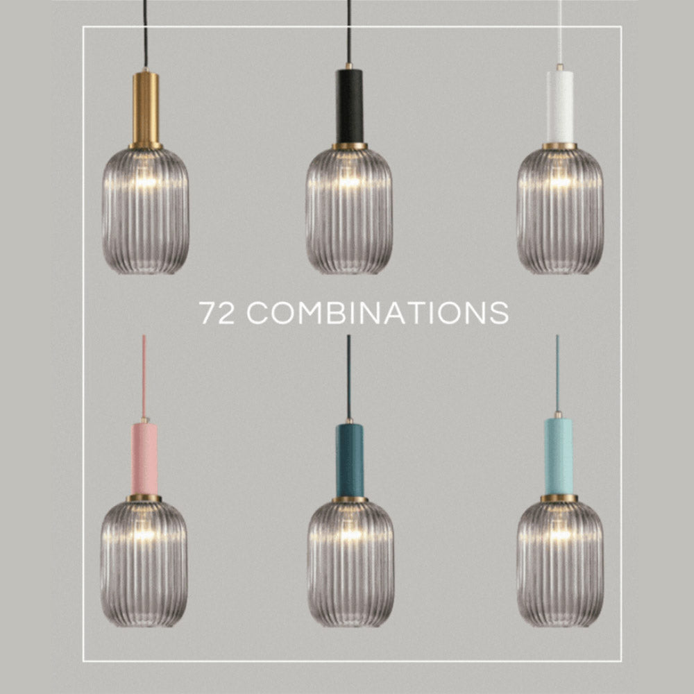 Nordisk pendellampe i rillet glass — moderne varm-hvitt lys - Desfino