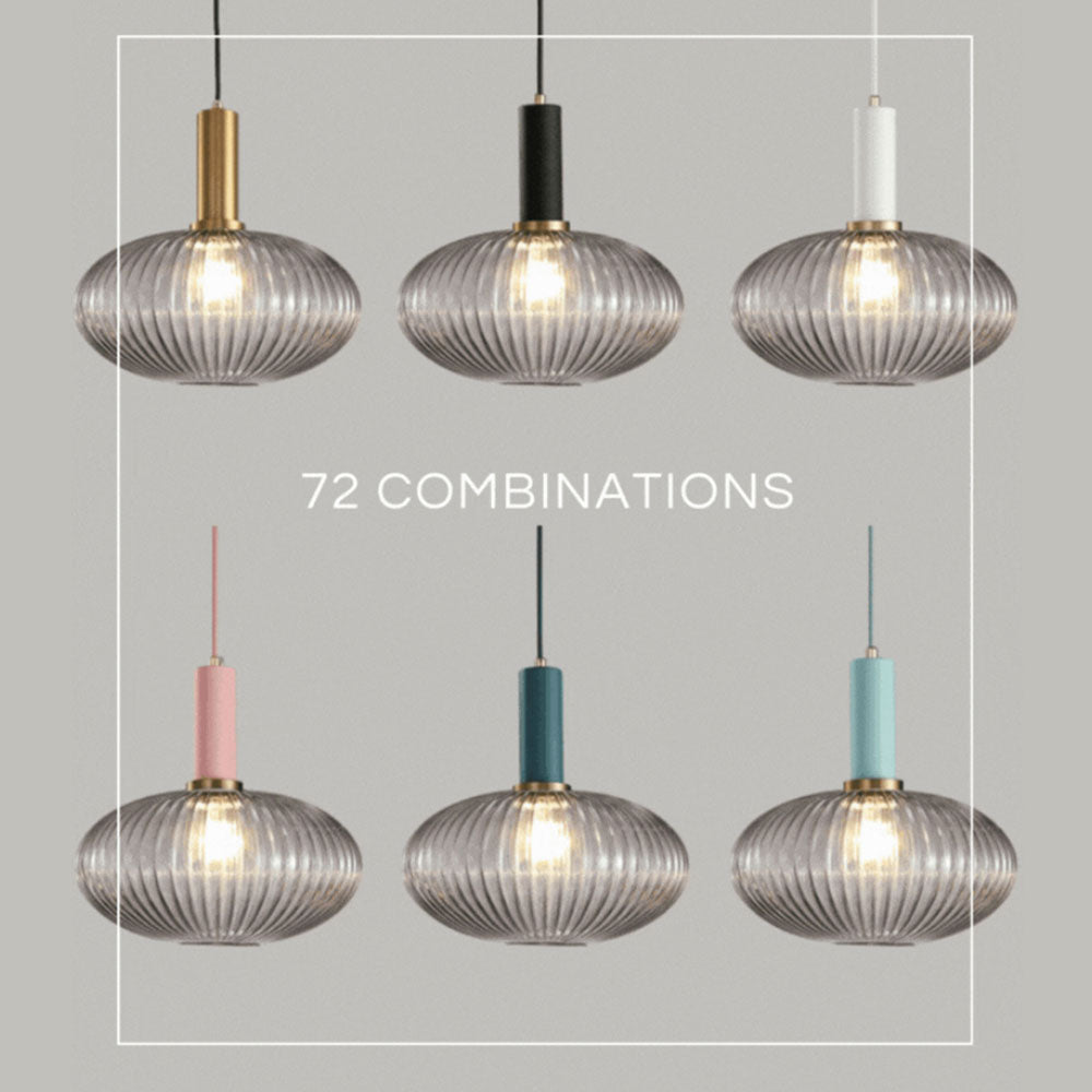 Nordisk pendellampe i rillet glass — moderne varm-hvitt lys - Desfino
