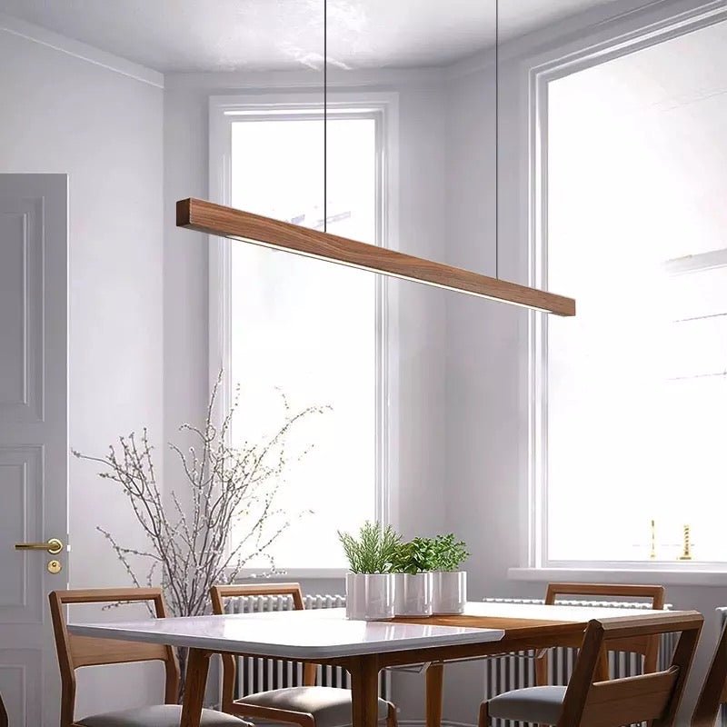 Lámpara colgante de madera Alderon — altura ajustable, LED integrado - Desfino