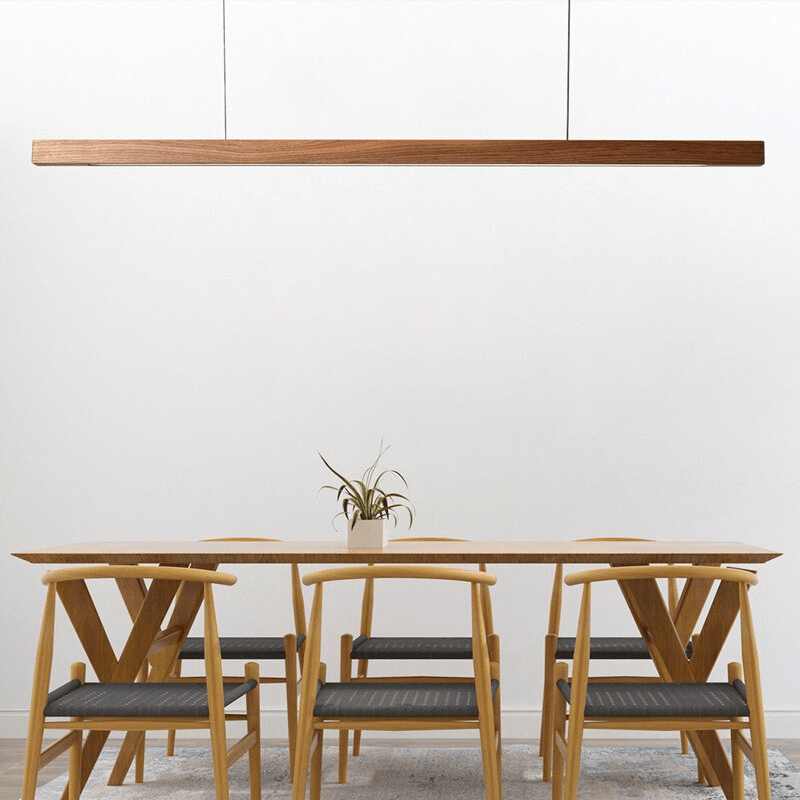 Lámpara colgante de madera Alderon — altura ajustable, LED integrado - Desfino