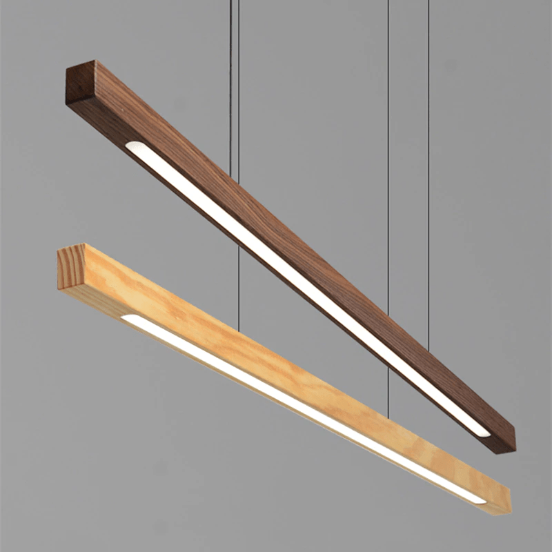 Lámpara colgante de madera Alderon — altura ajustable, LED integrado - Desfino