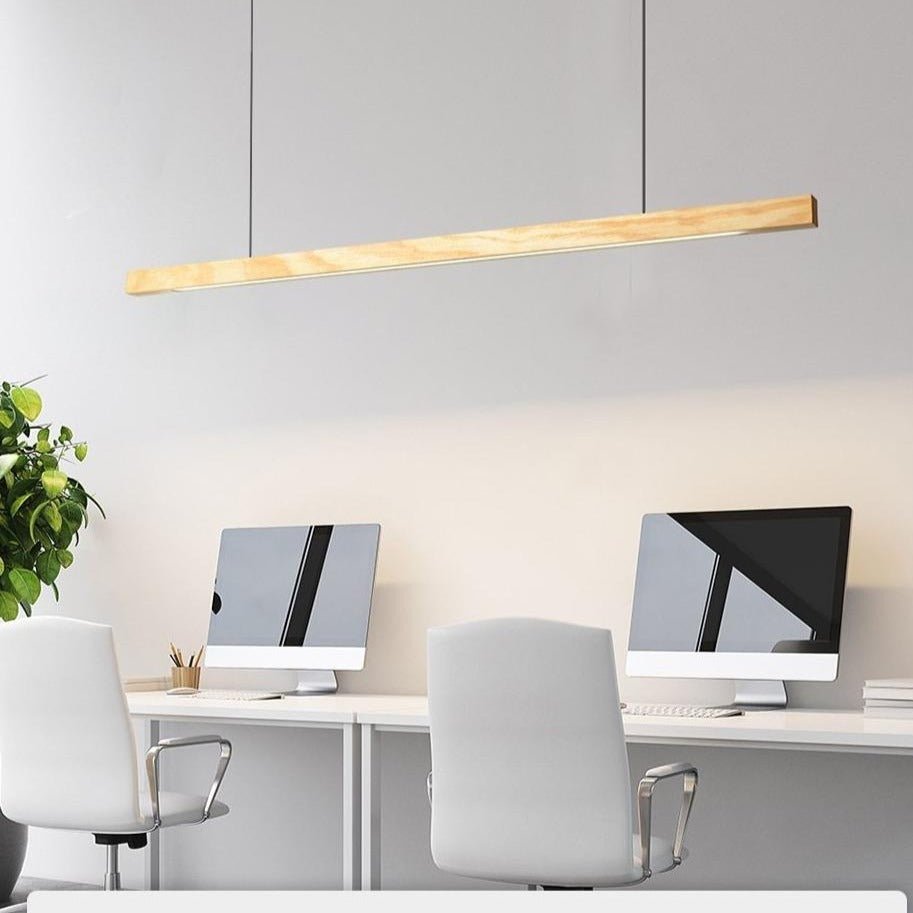 Lámpara colgante de madera Alderon — altura ajustable, LED integrado - Desfino
