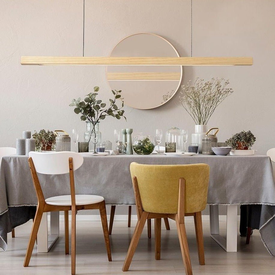 Lámpara colgante de madera Alderon — altura ajustable, LED integrado - Desfino