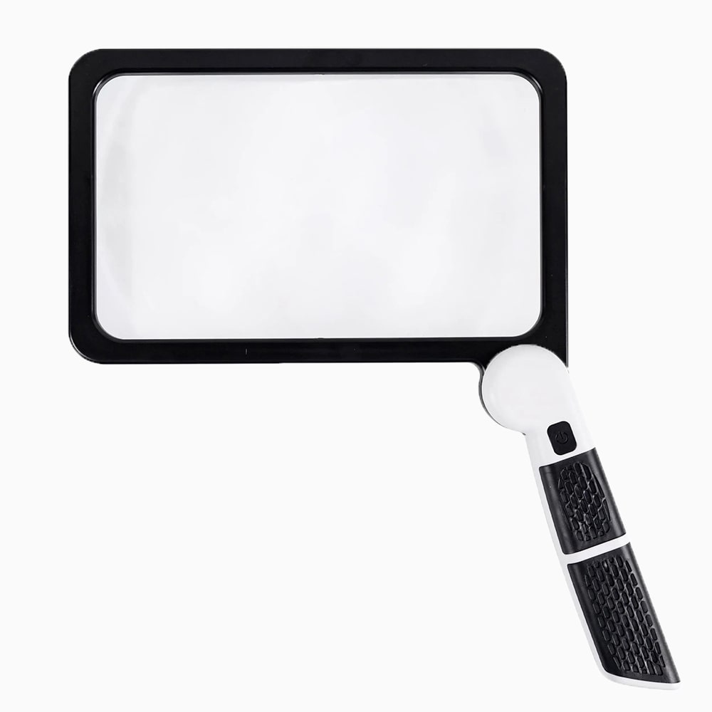 Lupa de mano plegable con LED y aumento de 5X para página completa, para leer | Desfino