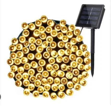 Ghirlande luminoase solare Solara cu 300 de LED-uri — decor de grădină, lumină albă caldă - Desfino