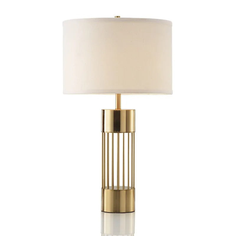 Aurora Nordic Brass Table Lamp — Linen Shade, Soft Glow - Desfino