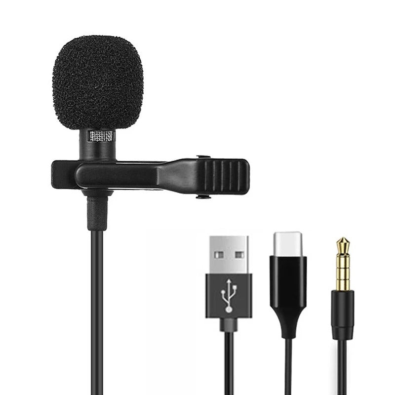 ميكروفون سلكي صغير Caliden — 3.5mm وUSB وType-C | Desfino