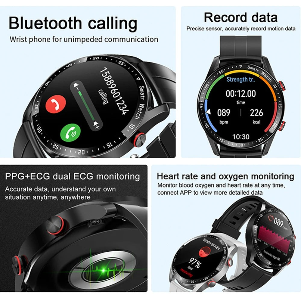 Alera-smartklocka för män — 1,3-tums IPS-skärm, Bluetooth-träningsmätare - Desfino