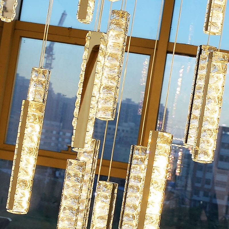 Orabella Modern LED Crystal Chandelier — Elongated Faceted Accents - Desfino