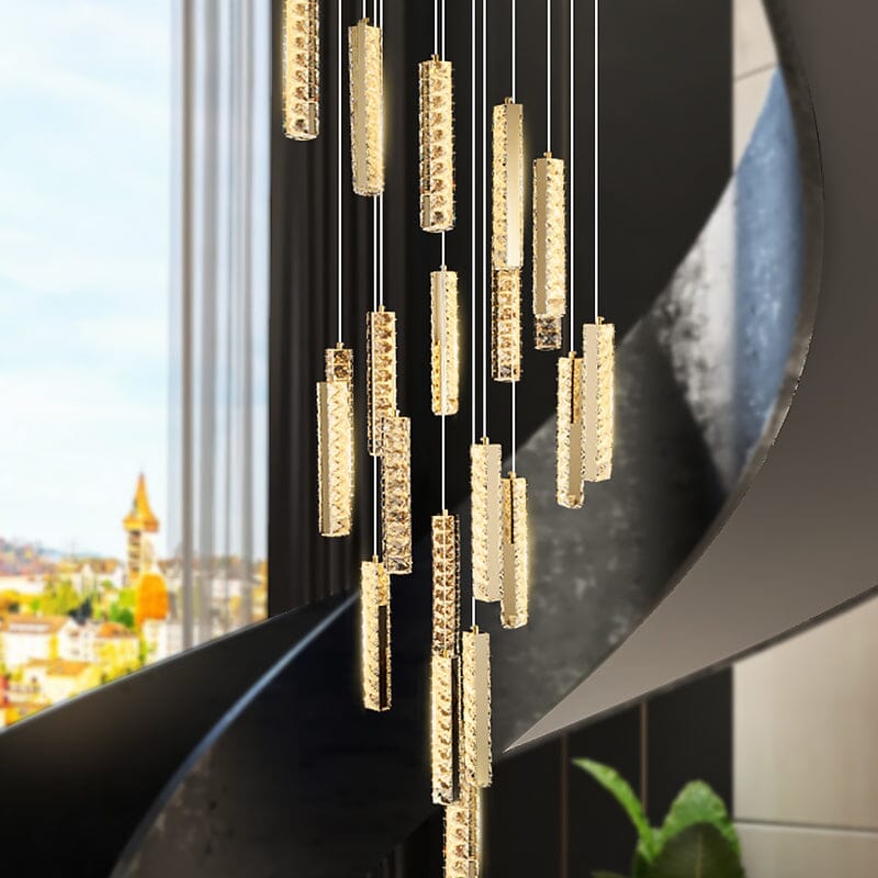 Orabella Modern LED Crystal Chandelier — Elongated Faceted Accents - Desfino