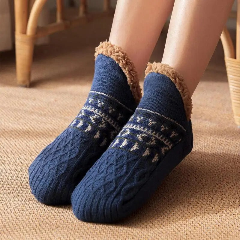Meias de inverno aconchegantes GlacierGrip — quentes e felpudas, solas antiderrapantes - Desfino