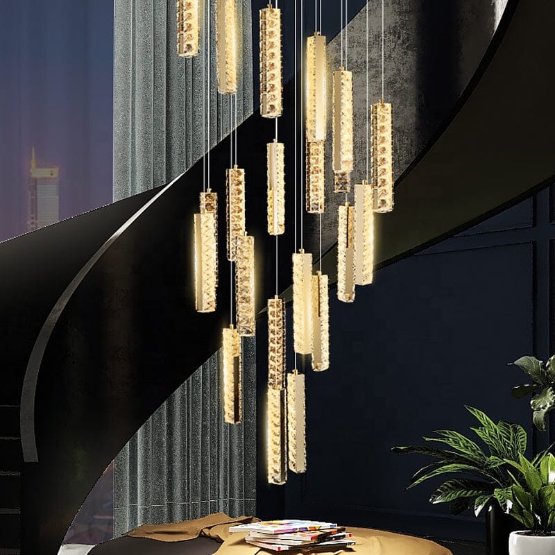 Orabella Modern LED Crystal Chandelier — Elongated Faceted Accents - Desfino