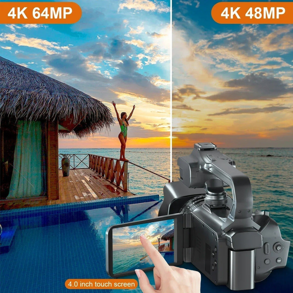 Caméra de vlog 4K NexaCam — Écran tactile rotatif, zoom 18x, entrée microphone - Desfino