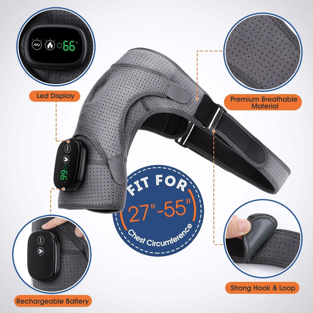 Beheizte Schulterbandage mit Massagefunktion — Einstellbare Vibration, Kompression - Desfino