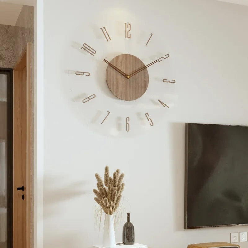 Aeron vægur i massivt træ — minimalistisk, lydløst kvartsur - Desfino