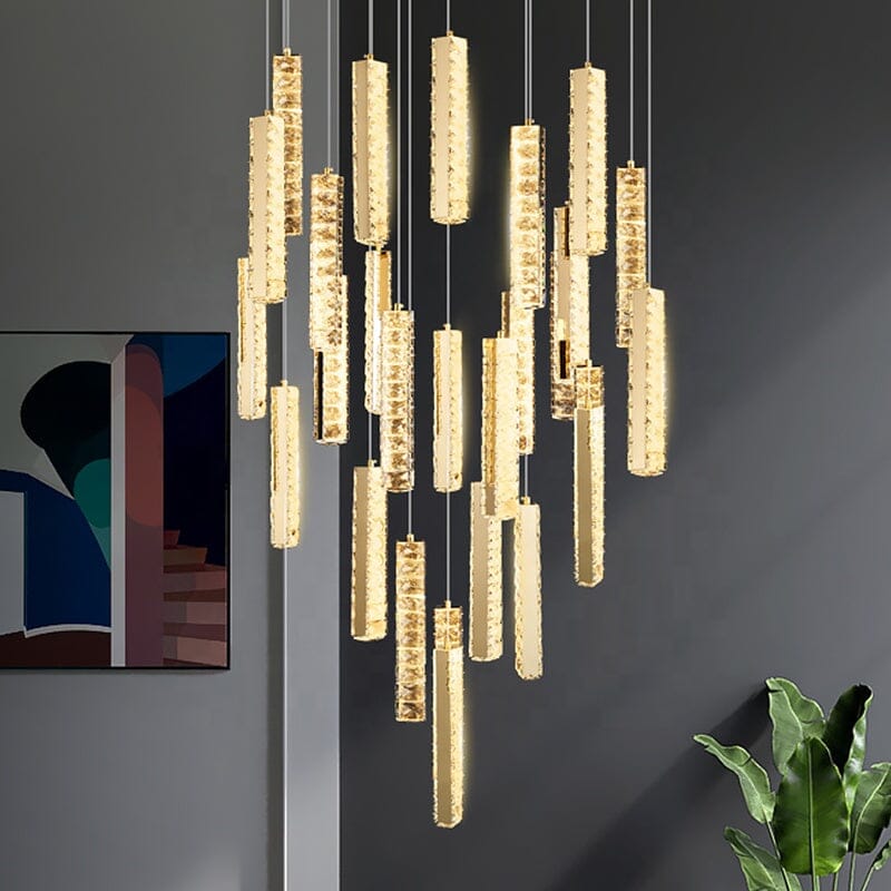 Orabella Modern LED Crystal Chandelier — Elongated Faceted Accents - Desfino