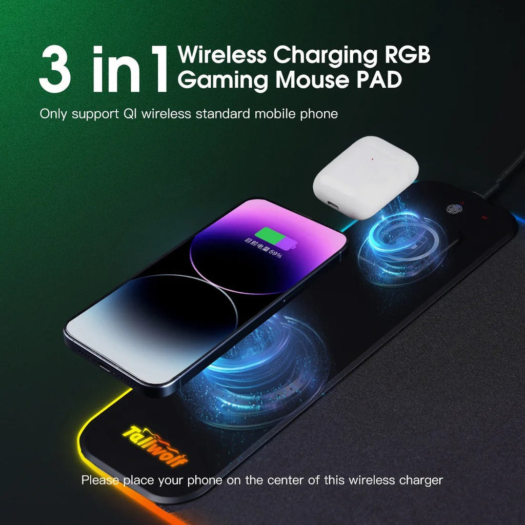 Bezdrátová stolní podložka NexaCharge RGB — dvě nabíjecí podložky | Desfino