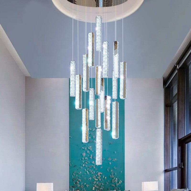 Orabella Modern LED Crystal Chandelier — Elongated Faceted Accents - Desfino