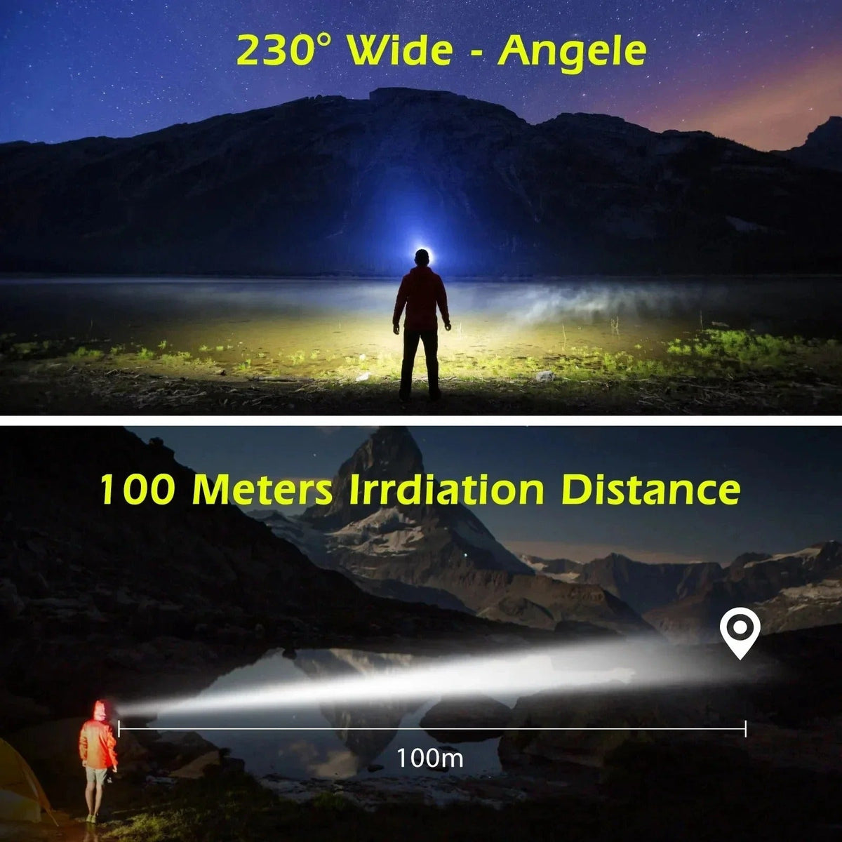 TrailGlow genopladelig LED-pandelampe - 230° ultrakraftig COB-lysstråle - Desfino