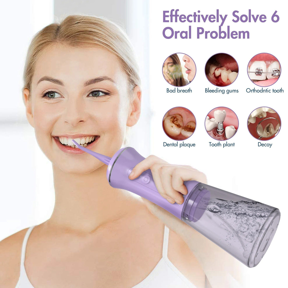 HydraPulse 5-i-1 trådlös vattenflossare Pro — läckagesäker - Desfino