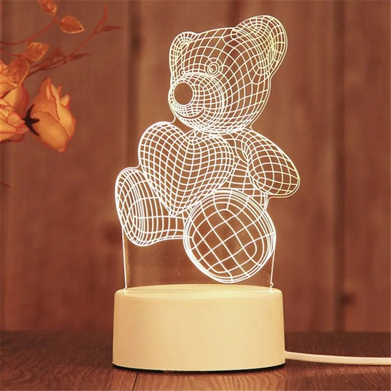 Lampa LED AmoraGlow w kształcie serca z akrylu — podstawa z litego drewna | Desfino