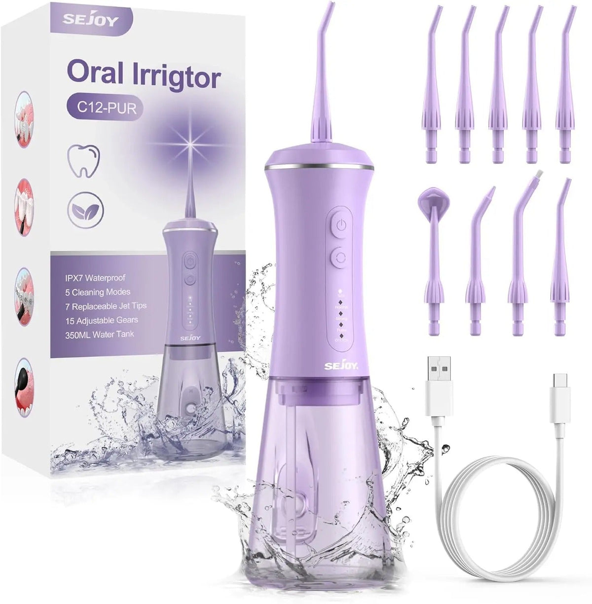 HydraPulse 5-i-1 trådlös vattenflossare Pro — läckagesäker - Desfino