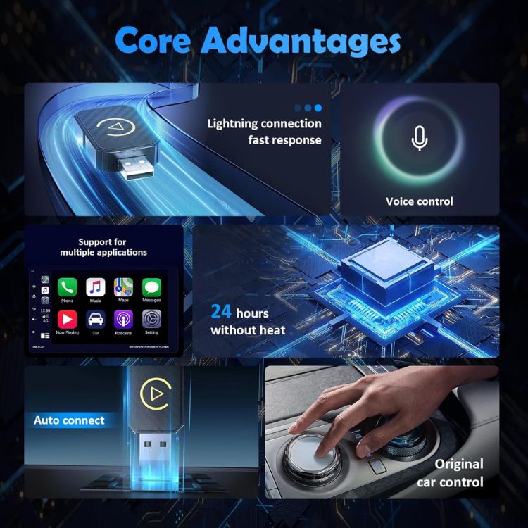 محول CarPlay لاسلكي صغير — تشغيل فوري لأكثر من 800 سيارة وهواتف iPhone - Desfino