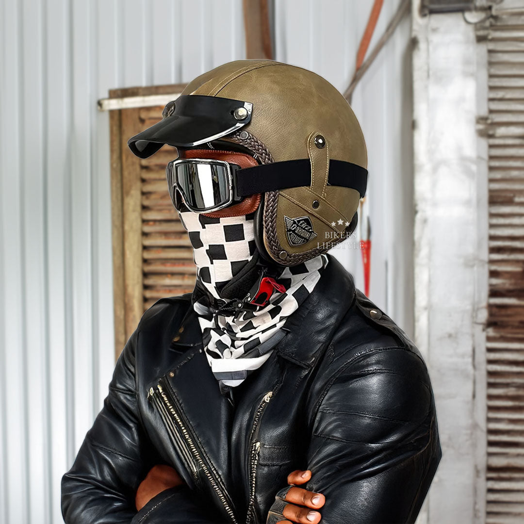 Casque de moto rétro jet 3/4 MotoJet — DOT & ECE certifié - Desfino