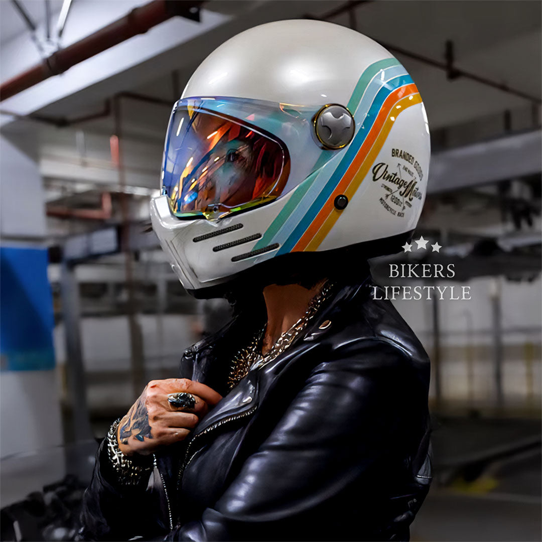 Casco integrale da motociclista Bikerslifestyle — Certificato DOT ed ECE, doppio anello a D - Desfino