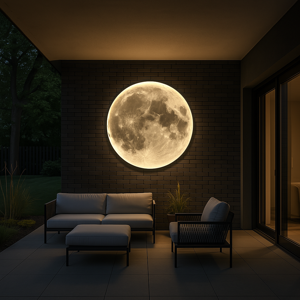 Lunara 月亮壁灯 — 柔和的一体式 LED 光效，月球表面细节 - Desfino