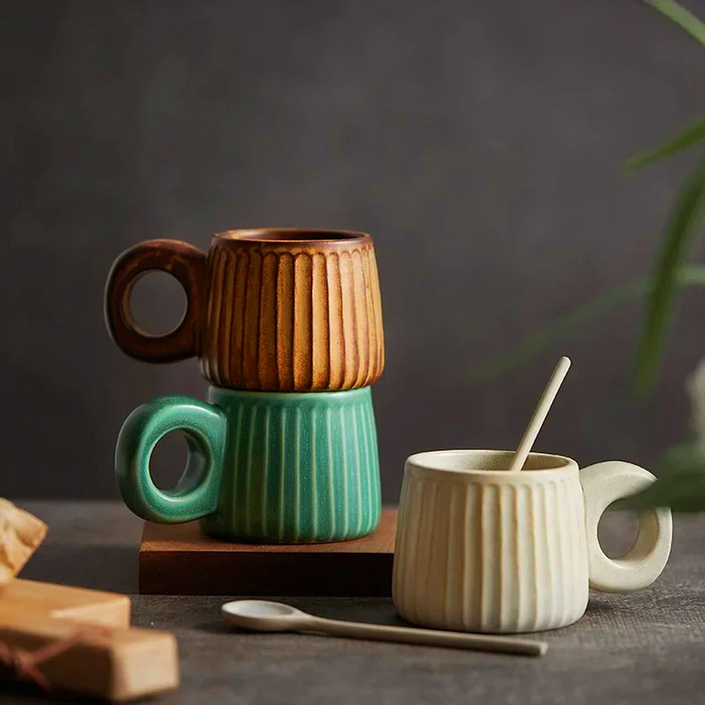 Caneca de café em cerâmica/pedra artesanal Caldera — Caráter rústico - Desfino