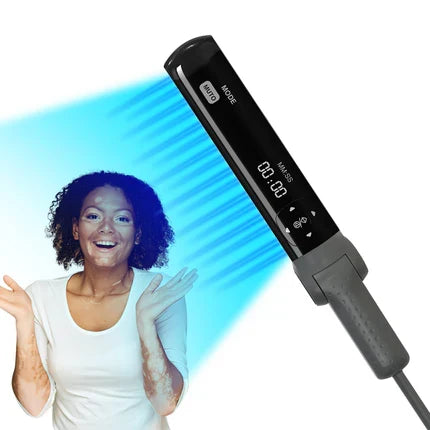 Luz de fototerapia UVB de 308nm — sem fios, 3 proteções de lâmpada intercambiáveis - Desfino
