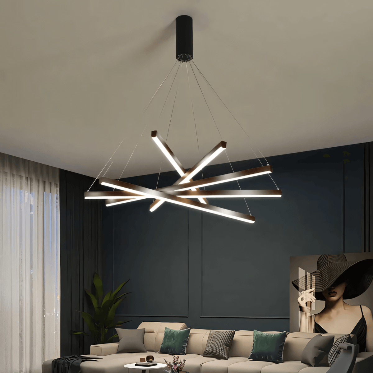 Vespera Nested Bar Chandelier — Layered Linear Silhouette - Desfino