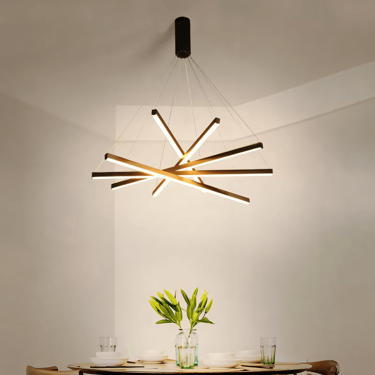 Vespera Nested Bar Chandelier — Layered Linear Silhouette - Desfino