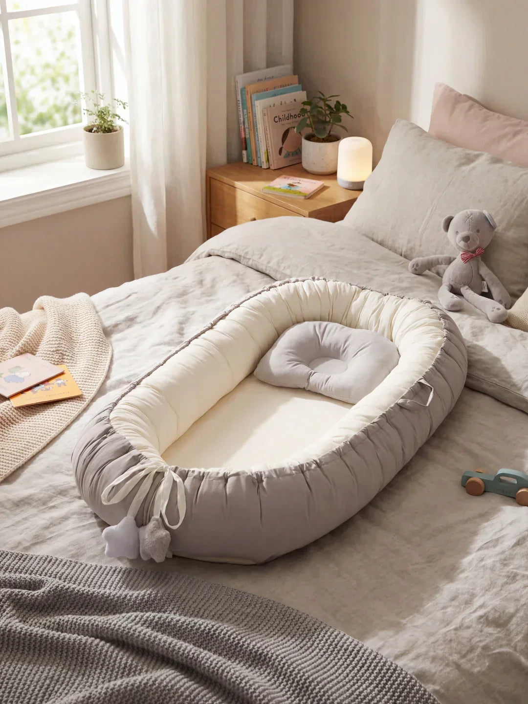 Babynest — Atmungsaktive Baumwolle & gepolsterte Seitenwände